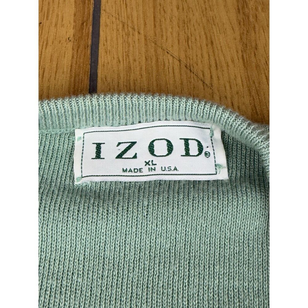Vintage Izod V-Neck Pullover Sweater Green USA Made‎ 100% Acrylic Mens XL - Picture 2 of 16